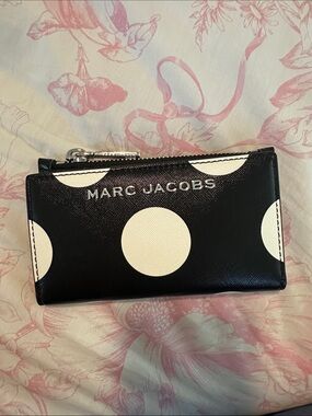 Marc Jacobs Black and White Polka Dot Zip Card Case